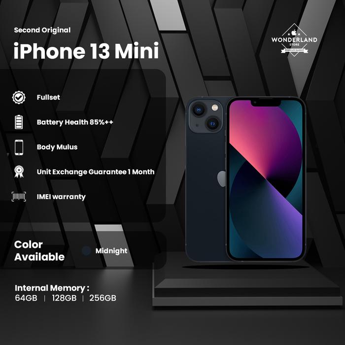 Gambar Second LIKE NEW iPhone 13 Mini Ori 128GB/256GB/512GB, IMEI Terdaftar - 128GB, Midnight dari Wonderland Store undefined Tokopedia