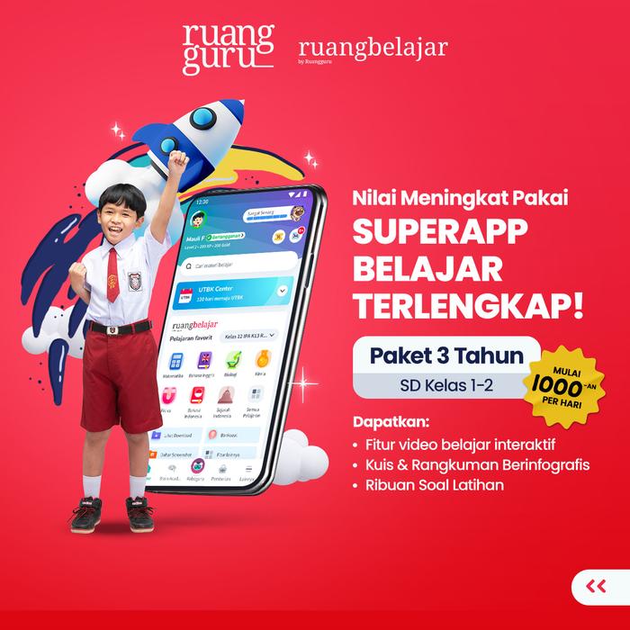 Gambar Paket ruangbelajar 3 Tahun - 1-2 SD dari Ruangguru undefined Tokopedia