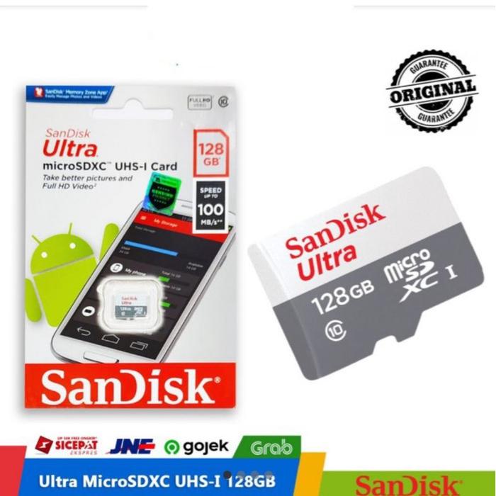 Jual SanDisk Ultra MicroSD 128GB Ori Hologram UHS-I Card 100MB/s