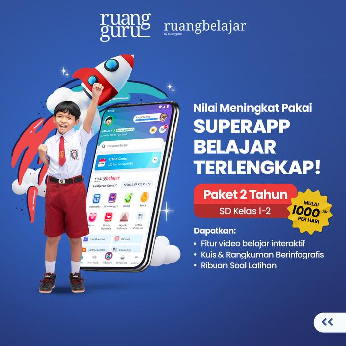 Gambar Paket ruangbelajar 2 Tahun - 1-2 SD dari Ruangguru undefined Tokopedia