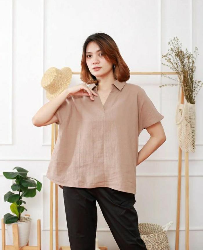 Gambar Pakaian Wanita Fashion Evira Linen Tops - MILO dari almakris toko kecantikan undefined Tokopedia