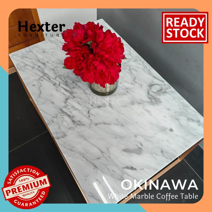 Gambar OKINAWA - Meja Tamu Marmer White Marble Coffee Table Meja Sofa Mewah - 90x60 dari Hexter Furniture undefined Tokopedia