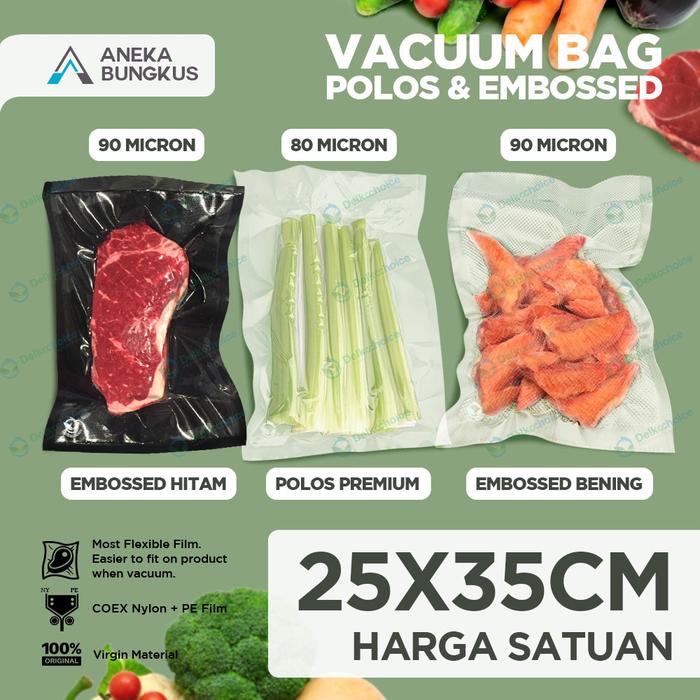 Gambar Plastik Vacuum Vacum Bag Polos / Embossed Vakum Bag Delkochoice 25x35 - Embossed Black dari Aneka Bungkus undefined Tokopedia