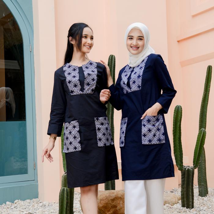Gambar KI Dress Tunik Rossa Navy - Biru, 4 dari KainIndonesiaco undefined Tokopedia