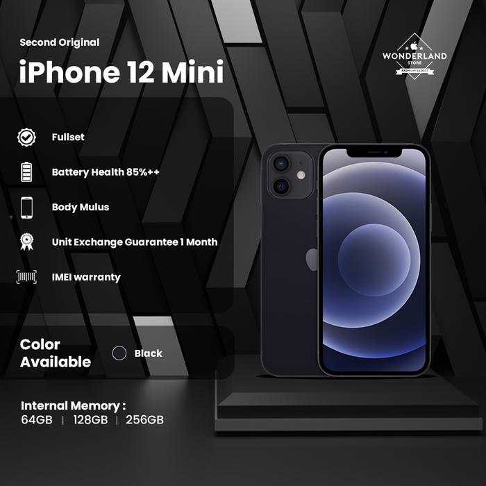 Gambar Second Like New Original iPhone 12 Mini 64GB/128GB/256GB, FullsetMulus - Black, 64GB dari Wonderland Store undefined Tokopedia