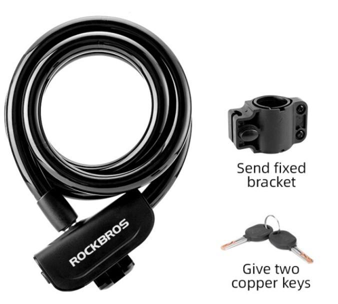 Gambar Kunci Gembok Sepeda Rockbros RKS515 Spiral Lock Bike Bicycle 110 Cm - Hitam dari Rockbrosindo undefined Tokopedia