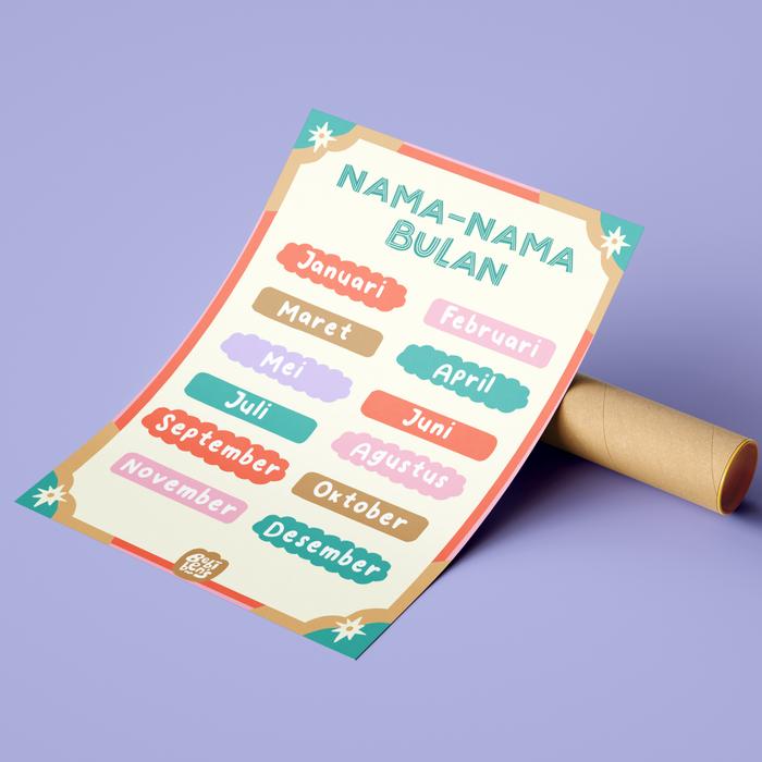 Gambar A3 - EDUCATIONAL POSTERS (Bahasa Indonesia) / POSTER EDUKASI - NAMA-BULAN dari Bebibens undefined Tokopedia