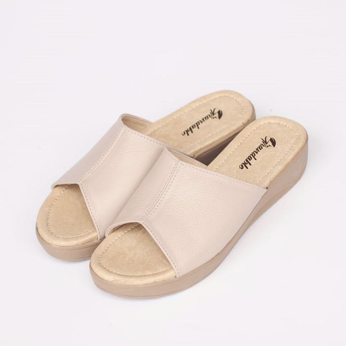 Gambar GRANDABLE RAINA Sendal Slop Papirut Asli Garut Sandal Wedges Kulit 3cm - cream, 40 dari GrandableID undefined Tokopedia