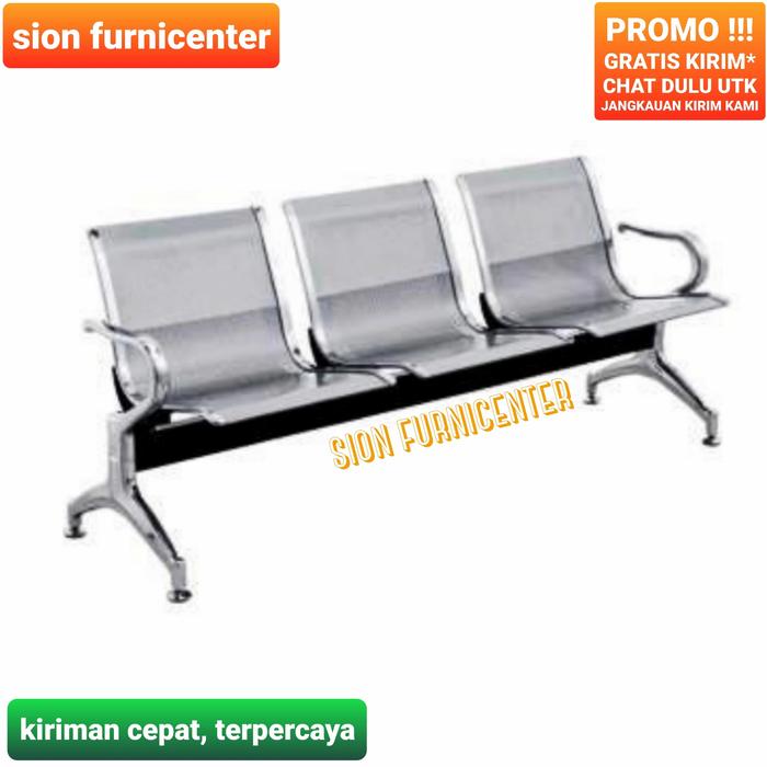 Gambar kursi tunggu 3 seat / kursi tunggu stainless / kursi tunggu klinik dari Sion furnicenter undefined Tokopedia