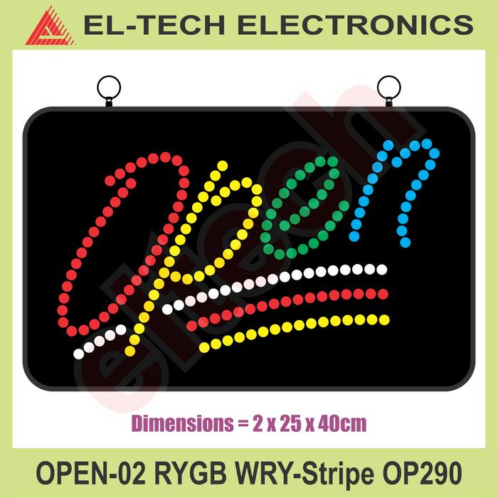 Gambar LED Logo Sign Board Tanda Buka OPEN2 Merah Kuning Hijau Biru Putih WRY - OP290 dari ELTECH online undefined Tokopedia