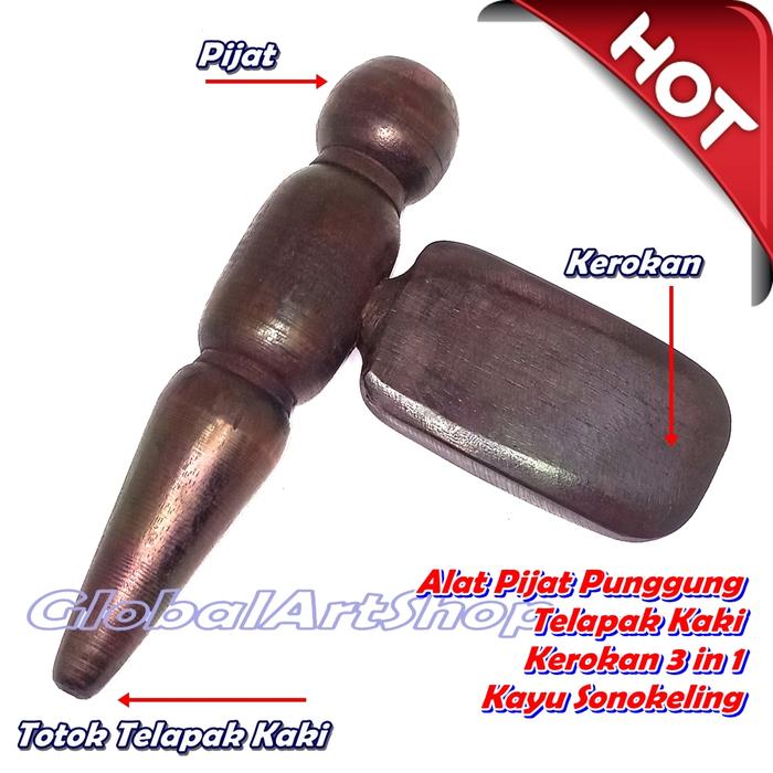 Gambar Alat Terapi Pijat Kerok Garuk Punggung Kayu Sonokeling & Tanduk Sapi - Pijat 3 in 1 dari Global Art Shop undefined Tokopedia