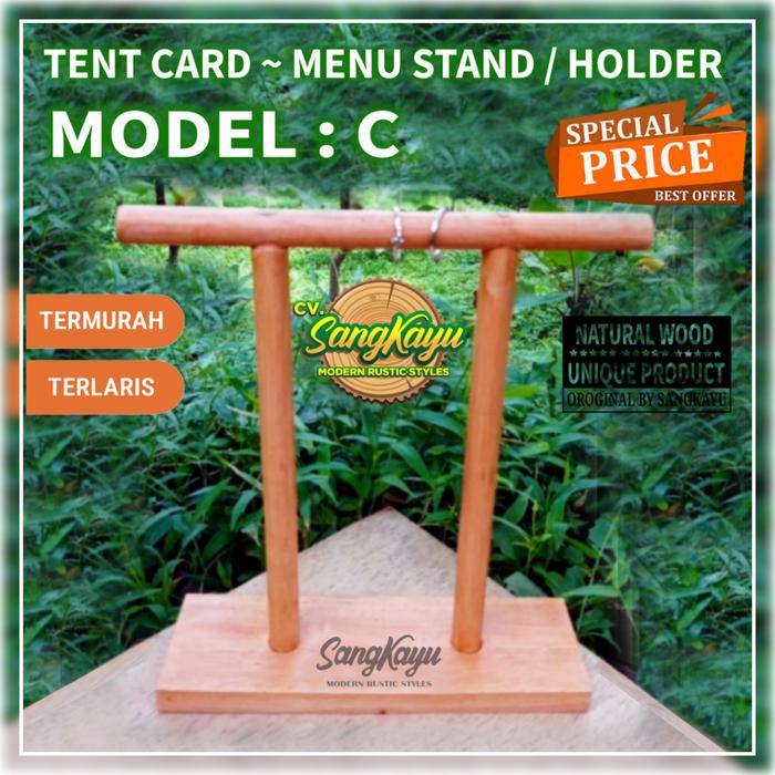 Gambar Tempat brosur tent card tent card kayu tent holder display menu meja - Model : C, A5 dari CV. Sangkayu undefined Tokopedia