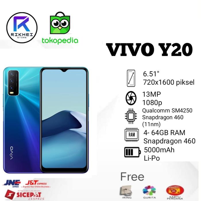 Gambar Vivo Y20 2021 4/64 Ram 4GB Internal 64Gb Garansi Resmi - Biru dari rikhei-store undefined Tokopedia