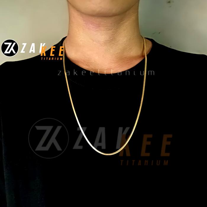 Gambar Kalung Emas Pria Wanita Titanium Anti karat Cowok Cewek Keren Simpel - 50cm dari Zakee titanium undefined Tokopedia