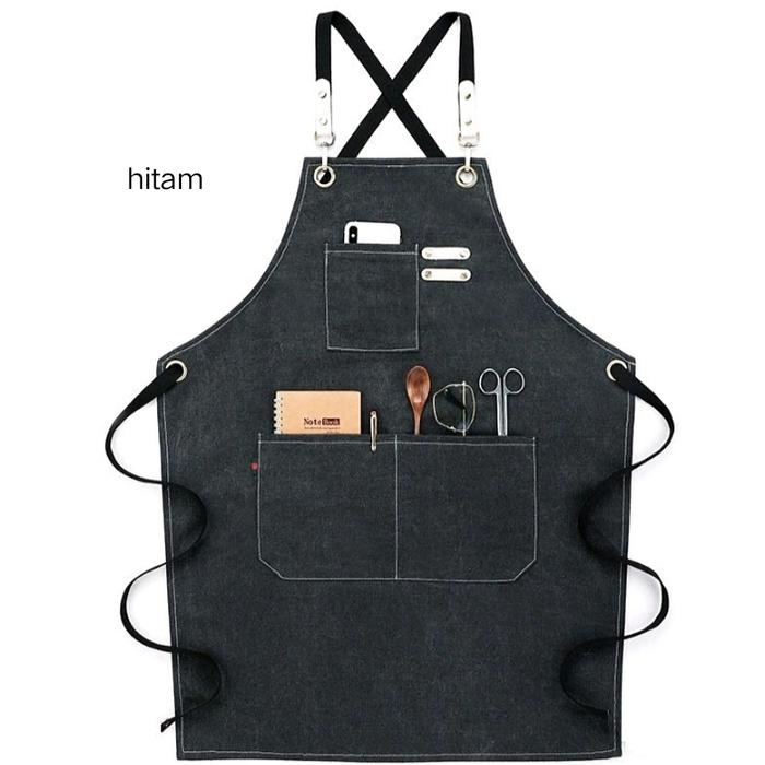 Gambar APRON CANVAS LEATHER BARISTA BARTENDER BARBER WORK RESTORAN PRIA WANIT - Hitam, 60×80 cm dari AZRELA undefined Tokopedia