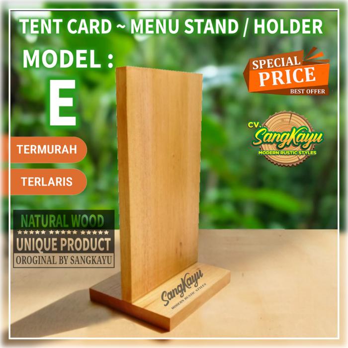 Gambar Tempat brosur tent card tent card kayu tent holder display menu meja - Model : E, A6 dari CV. Sangkayu undefined Tokopedia