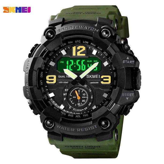 Gambar Jam tangan pria digital analog Skmei 1637 Sport water resistant - green army dari SKMEI OFFICIAL SRG undefined Tokopedia