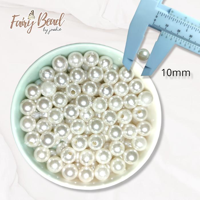 Gambar (30g) Manik Mote Mutiara Ringan Pearl Plastik Untuk Keranjinan / DIY - 10mm Putih dari Fairy Bead undefined Tokopedia