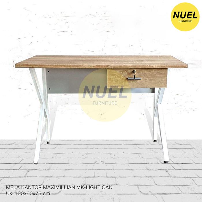 Gambar NUEL Meja Kerja, Belajar, Komputer Minimalis Rangka Besi Drawer KM-MT01 - Light Oak dari NuelFurniture undefined Tokopedia