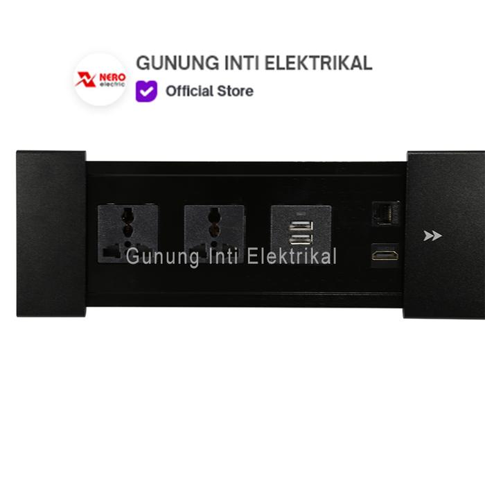 Gambar TABLETOP POWER SOCKET NERO / STOPKONTAK MEJA NERO - BLACK dari NERO ELECTRIC undefined Tokopedia