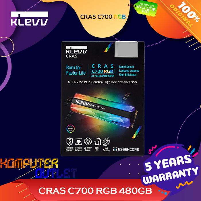 Jual KLEVV CRAS C700 RGB 480GB SSD NVMe 2280 PCIe GEN3x4