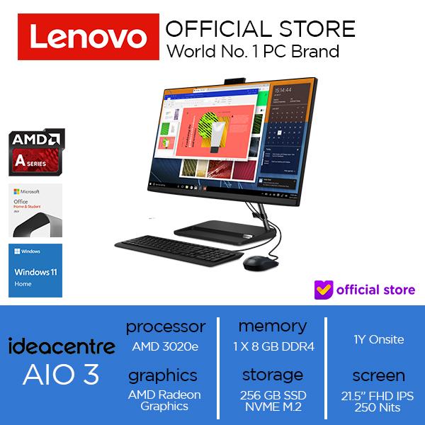 Gambar Lenovo IdeaCentre AIO 3 AMD 3020e 8 GB 256SSD W11 OHS - Black, Win11+OHS dari Lenovo Official undefined Tokopedia