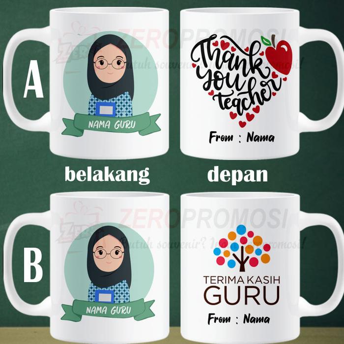 Gambar Mug Custom Tema Guru / Kado Guru / Hadiah Guru - terima kasih guru - design 1, A dari Zeropromosi undefined Tokopedia