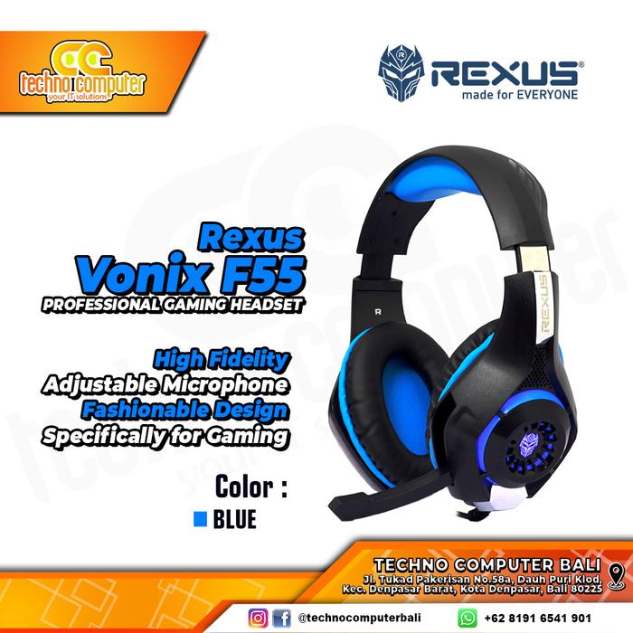 Gambar Rexus Headset Gaming Vonix F55 - Biru dari Techno Computer Bali undefined Tokopedia