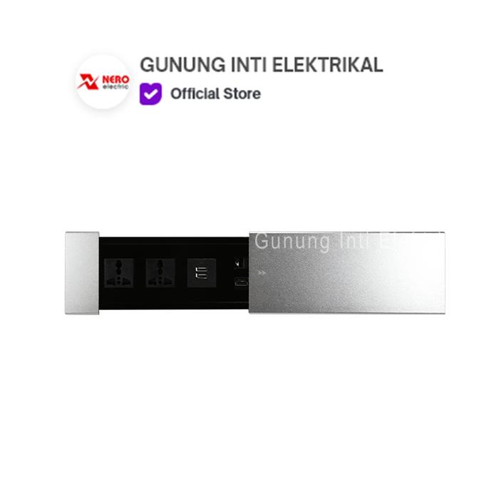 Gambar TABLETOP POWER SOCKET NERO / STOPKONTAK MEJA NERO - SILVER dari NERO ELECTRIC undefined Tokopedia