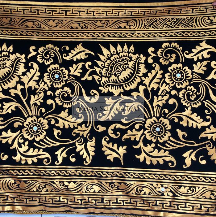 Gambar Kain Prada Bludru Lukis / Pedapa Bali Tinggi 90cm Motif Bunga & Wajik - Putih-Bunga dari PURI TAKSU undefined 4 Tokopedia