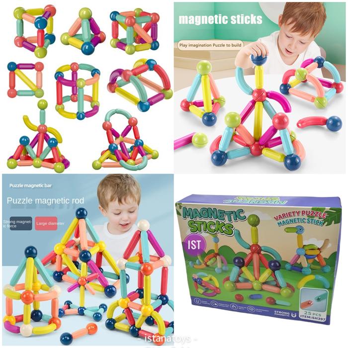 Gambar Mainan Edukasi magnetic Sticks and Balls / stick magnet anak SH397 dari istanatoys.net undefined Tokopedia