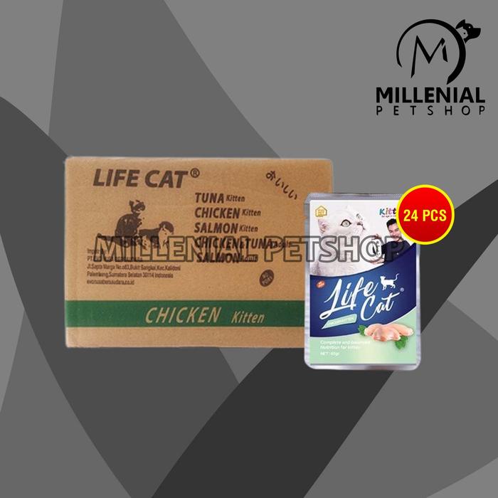 Gambar Makanan Basah Kucing Life Cat Sachet Pouch Grosir Dus isi 24 PCS 85 GR - TUNA KITTEN dari Millenial Petshop undefined Tokopedia