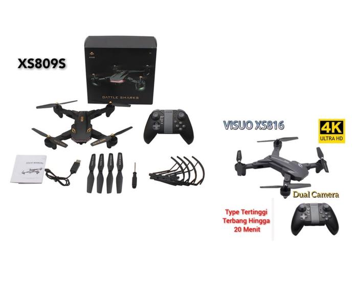 Gambar Drone Camera Visuo Shark XS809 XS816 Dual 2 Camera Murah Stabil - Xs816 Grey dari Happy Homeware Indonesia undefined Tokopedia