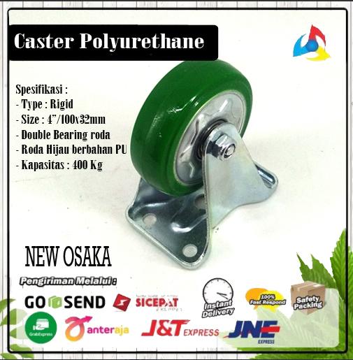 Gambar Roda Caster Trolley Polyurethane Hijau 4 Inch Osaka Japan Medium Duty - Rigid dari KANGEN RODA undefined Tokopedia