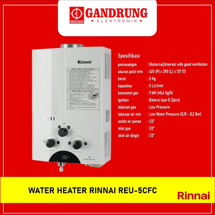Jual Gas Water Heater Rinnai REU-5CFC - Kota Tegal - Gandrung Elektronik |  Tokopedia