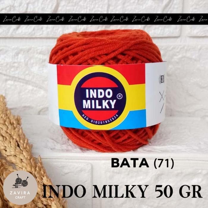 Gambar BENANG RAJUT INDO MILKY (MILK COTTON), BENANG RAJUT KATUN 50 GR - BATA dari Zavira Craft undefined Tokopedia