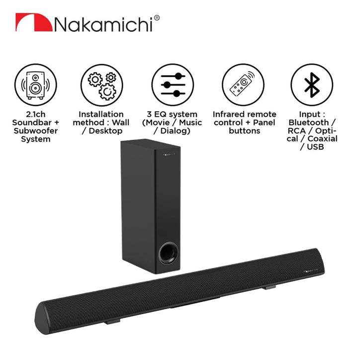 Gambar Nakamichi Soundstation 8W 2.1ch Speaker Bluetooth Amplifier Soundbar dari Kalandra Official undefined Tokopedia