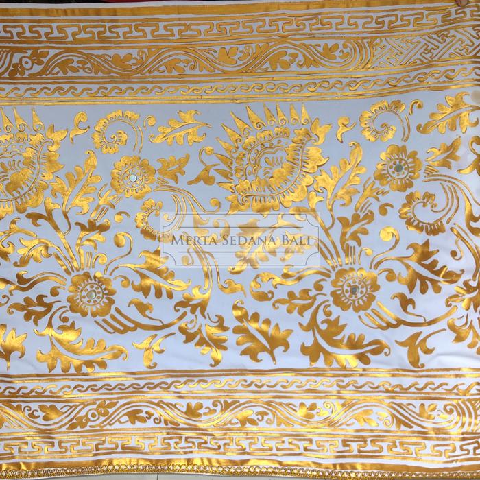 Gambar Kain Prada Bludru Lukis / Pedapa Bali Tinggi 90cm Motif Bunga & Wajik - Putih-Bunga dari PURI TAKSU undefined 3 Tokopedia
