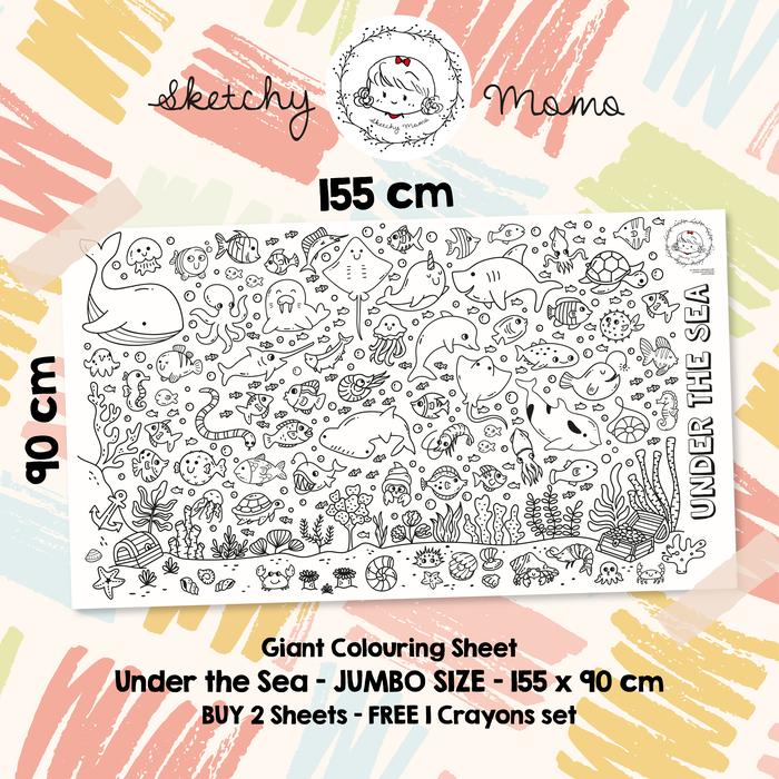 Gambar Giant Colouring Sheet Kertas Mewarnai Jumbo Paper 155 x 90cm - Under the Sea dari Sketchy Momo undefined Tokopedia