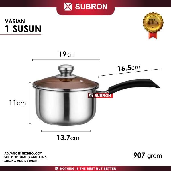 Gambar SUBRON Panci Susu 18cm Stainless TEBAL Milk Pot tutup Kaca - 1 Susun dari SUBRON KITCHENWARE undefined Tokopedia