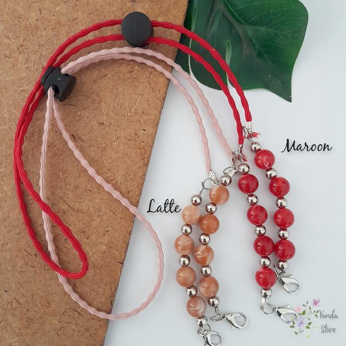 Gambar STRAP MASKER 2IN1 MUTIARA CRYSTAL PREMIUM | STRAP MASKER PREMIUM - Maroon dari Vanda Store Sby undefined Tokopedia