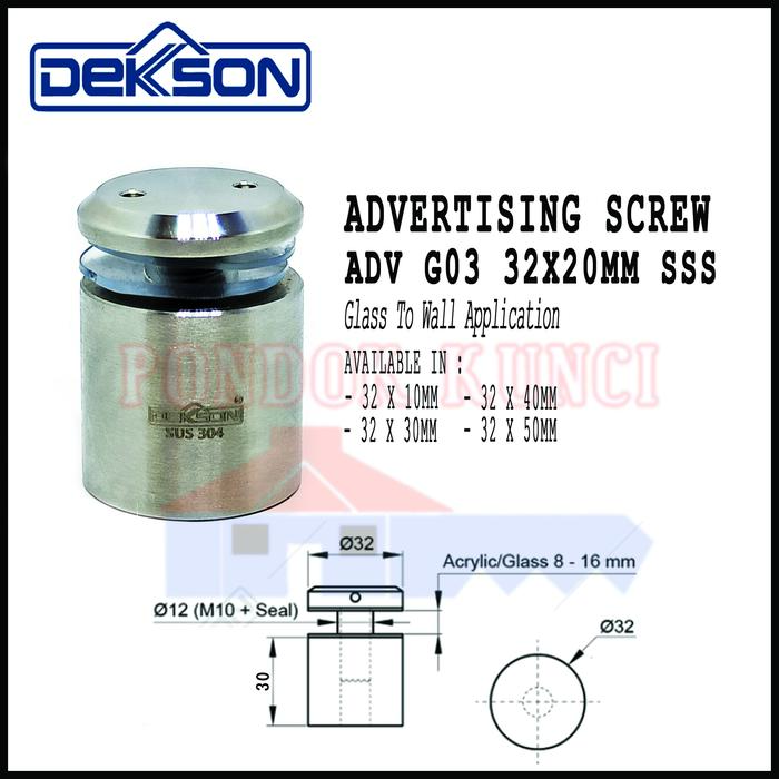 Jual Konektor Baut Railing Kaca Ke Tembok Pin Kaca Padat Dekkson G03 ...