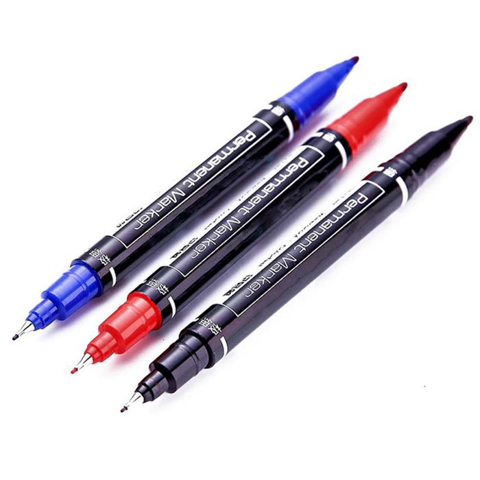 Jual Deli Pena Permanen Dual Head Tip Marker Pens Waterproof Kab