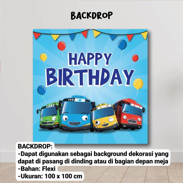 Gambar TOPPER KUE ULANG TAHUN HEY TAYO SET HIASAN KUE TART - BACKDROP 1X1 M dari Scarllet Party undefined Tokopedia