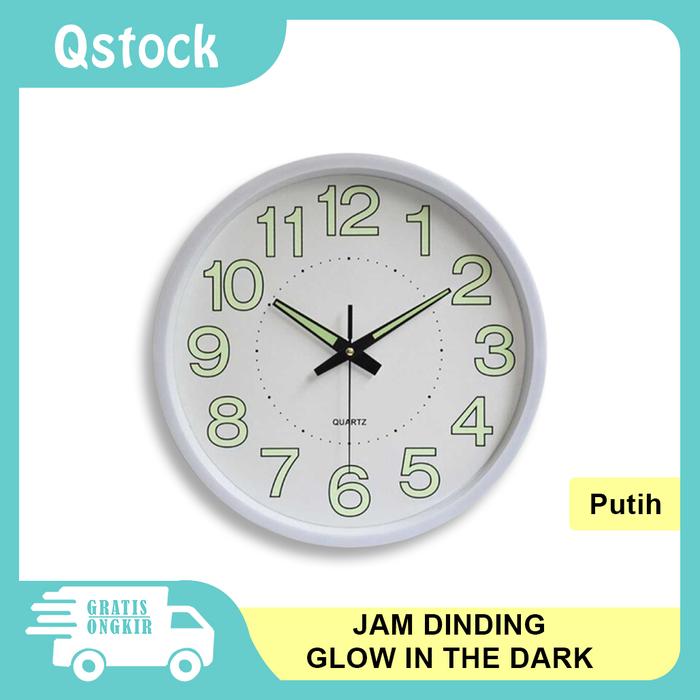 Gambar Jam Dinding Bulat Analog Glow In The Dark Unik Bercahaya 30CM Murah - Putih dari Qstock undefined Tokopedia