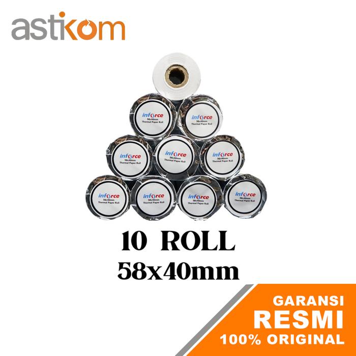 Gambar KERTAS THERMAL 58X40 MM INFORCE PAPER ROLL 10 STRUK NOTA TERMAL 58 40 dari Astikom undefined Tokopedia