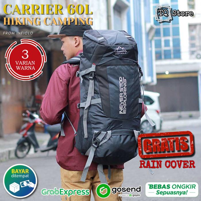 Gambar Tas Ransel Gunung Outdoor 60 Liter Carrier Hiking Traveling Camping - Hitam dari TQSTORE9 undefined Tokopedia