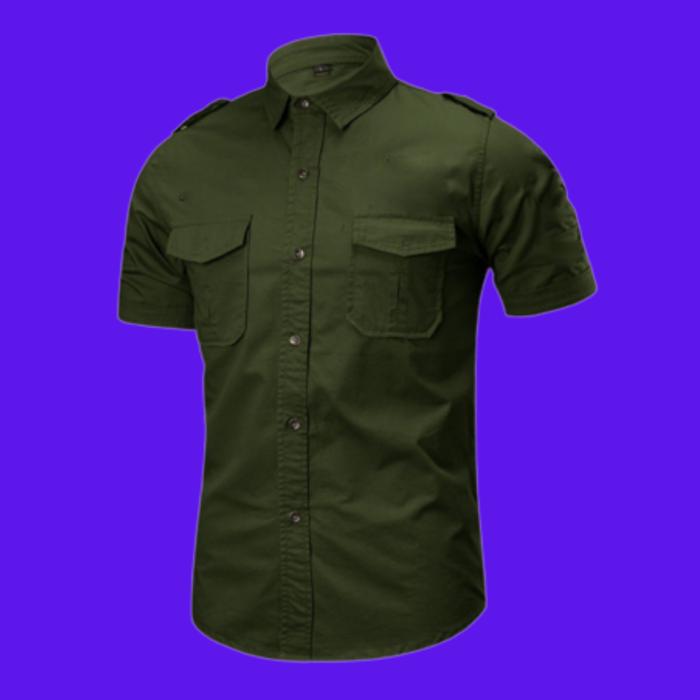 Gambar kemeja tactical putih lengan pendek polos tanpa emblem - Hijau Army, 4L dari Lomonastar undefined Tokopedia