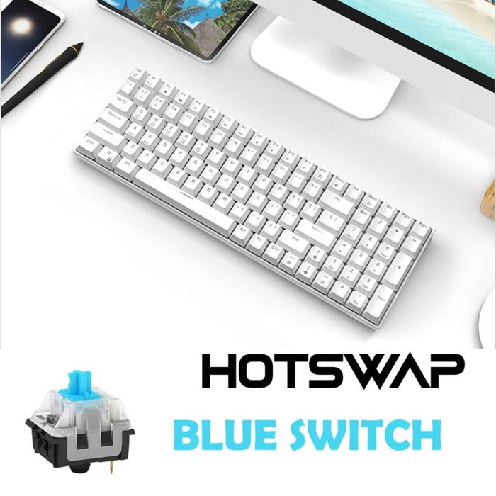 Gambar RK100 / RK860 Royal Kludge Wireless Bluetooth Mechanical Keyboard - Putih, Blue dari Haven Indonesia undefined Tokopedia