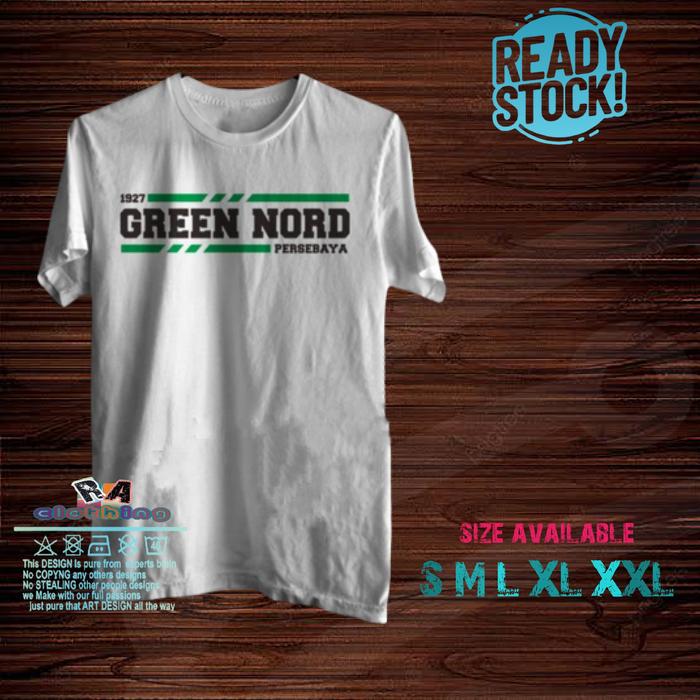 Gambar T-SHIRT GREEN NORD PERSEBAYA 1927 KAOS PERSEBAYA GREEN NORD BAJU NOBAR - Putih, S dari RAC Tokopedia undefined Tokopedia